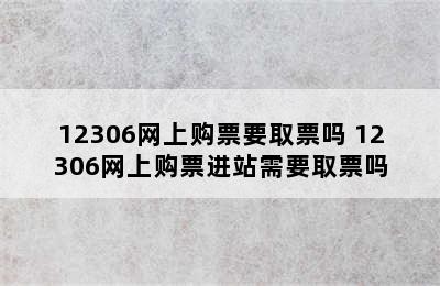 12306网上购票要取票吗 12306网上购票进站需要取票吗